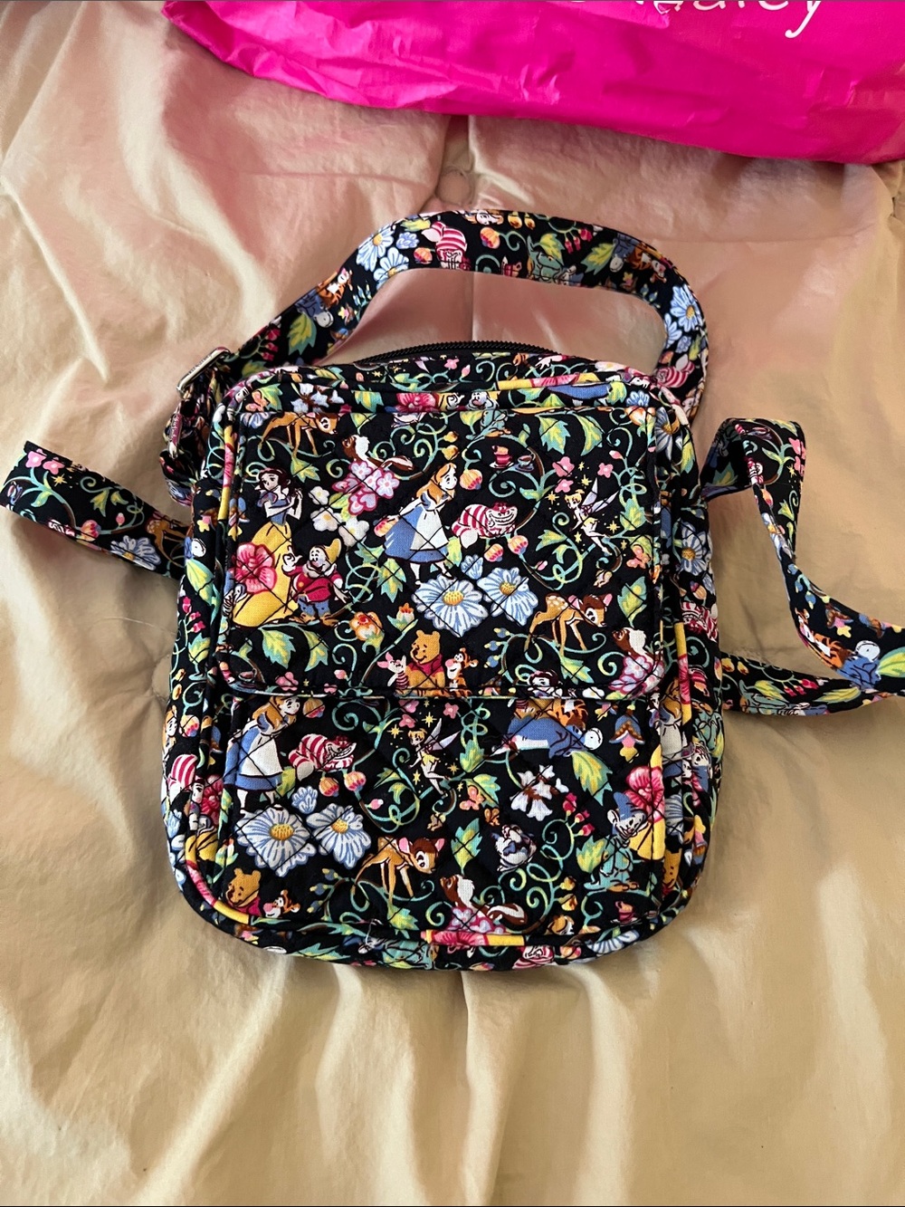 Vera Bradley Disney characters Black Floral & Character Quilted Crossbody